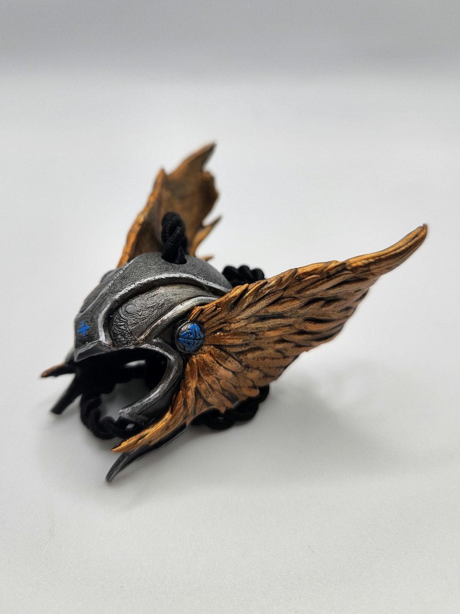 Viking Valkyrie Helmet Rear View Mirror Charm Hand-Painted 3D Printed Car Access