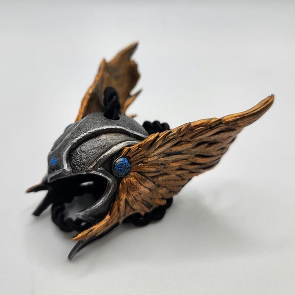 Viking Valkyrie Helmet Rear View Mirror Charm Hand-Painted 3D Printed Car Access