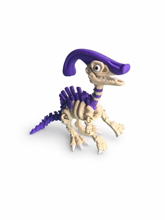 Articulated Parasaurolophus Skeleton Dinosaur, 3D Printed Flexi Dino Fidget Toy,