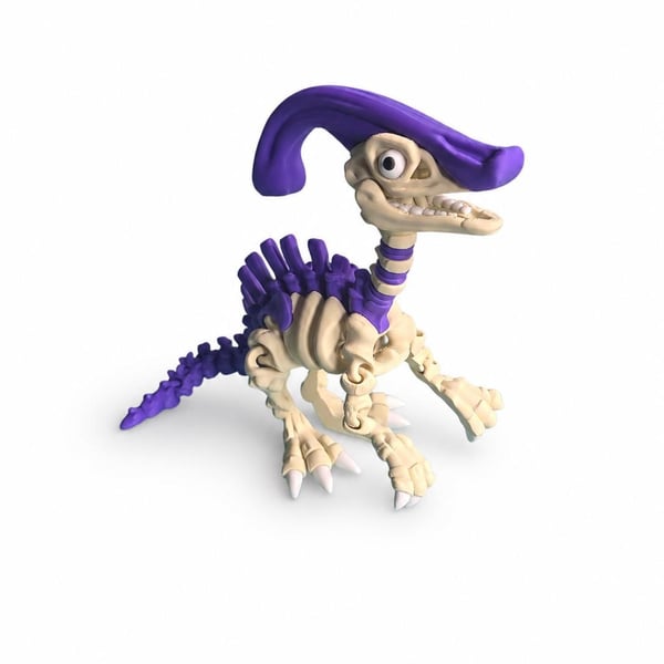Articulated Parasaurolophus Skeleton Dinosaur, 3D Printed Flexi Dino Fidget Toy,
