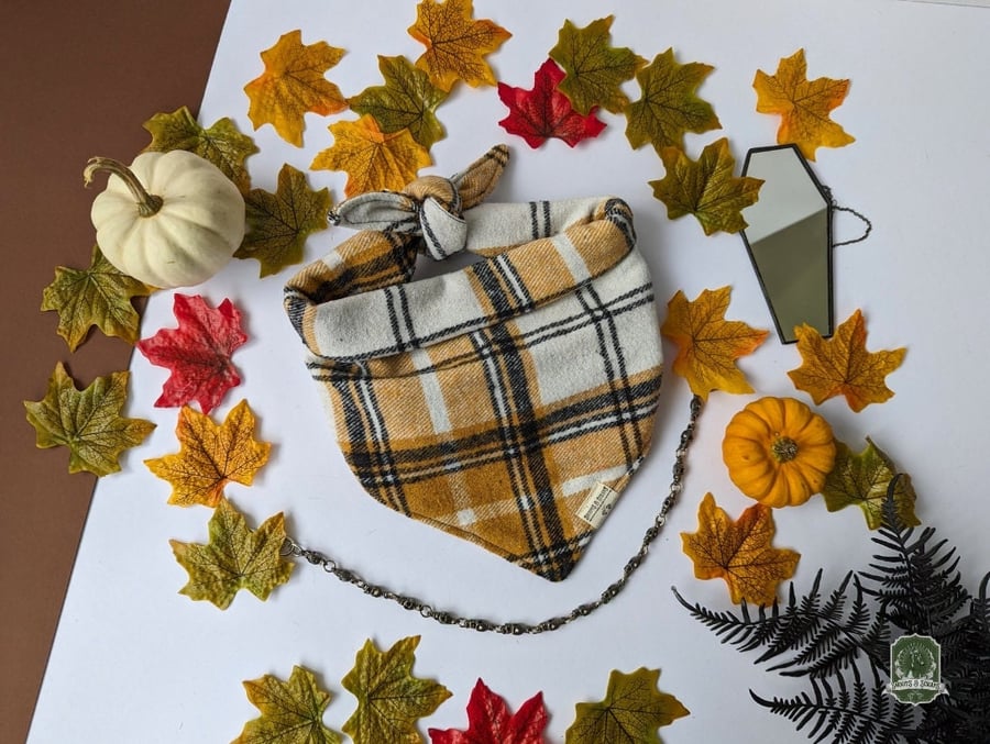 Tie on Dog Bandana Yellow Tartan Check