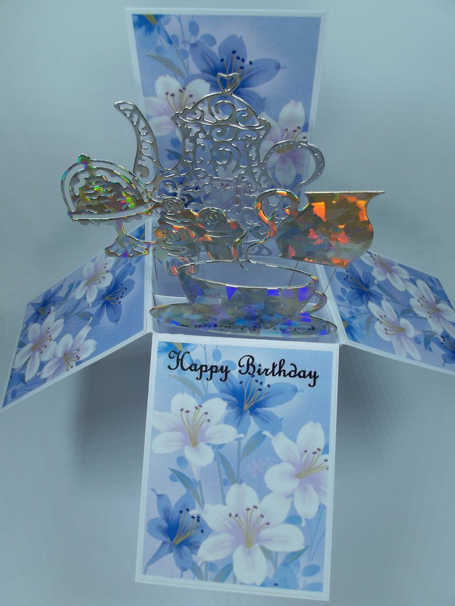Ladies Birthday Card with Teapots