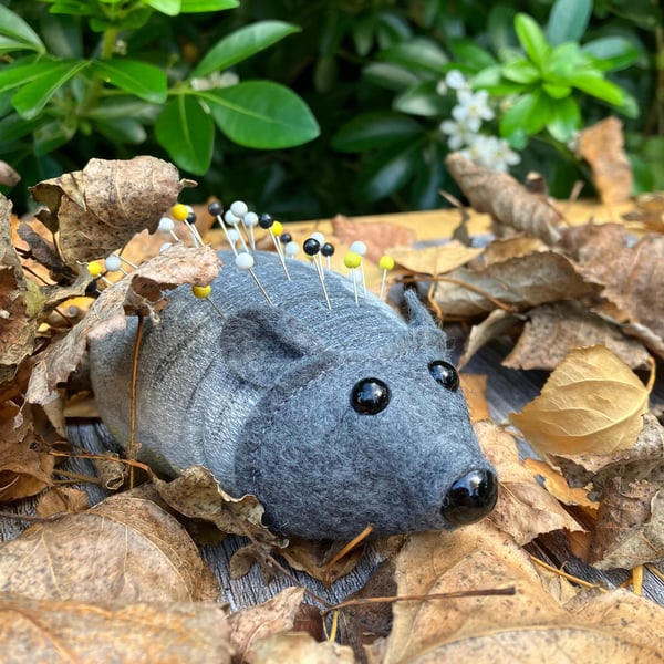 Spike the Hedgehog Vintage Fabric Pin Cushion Sewing Gift
