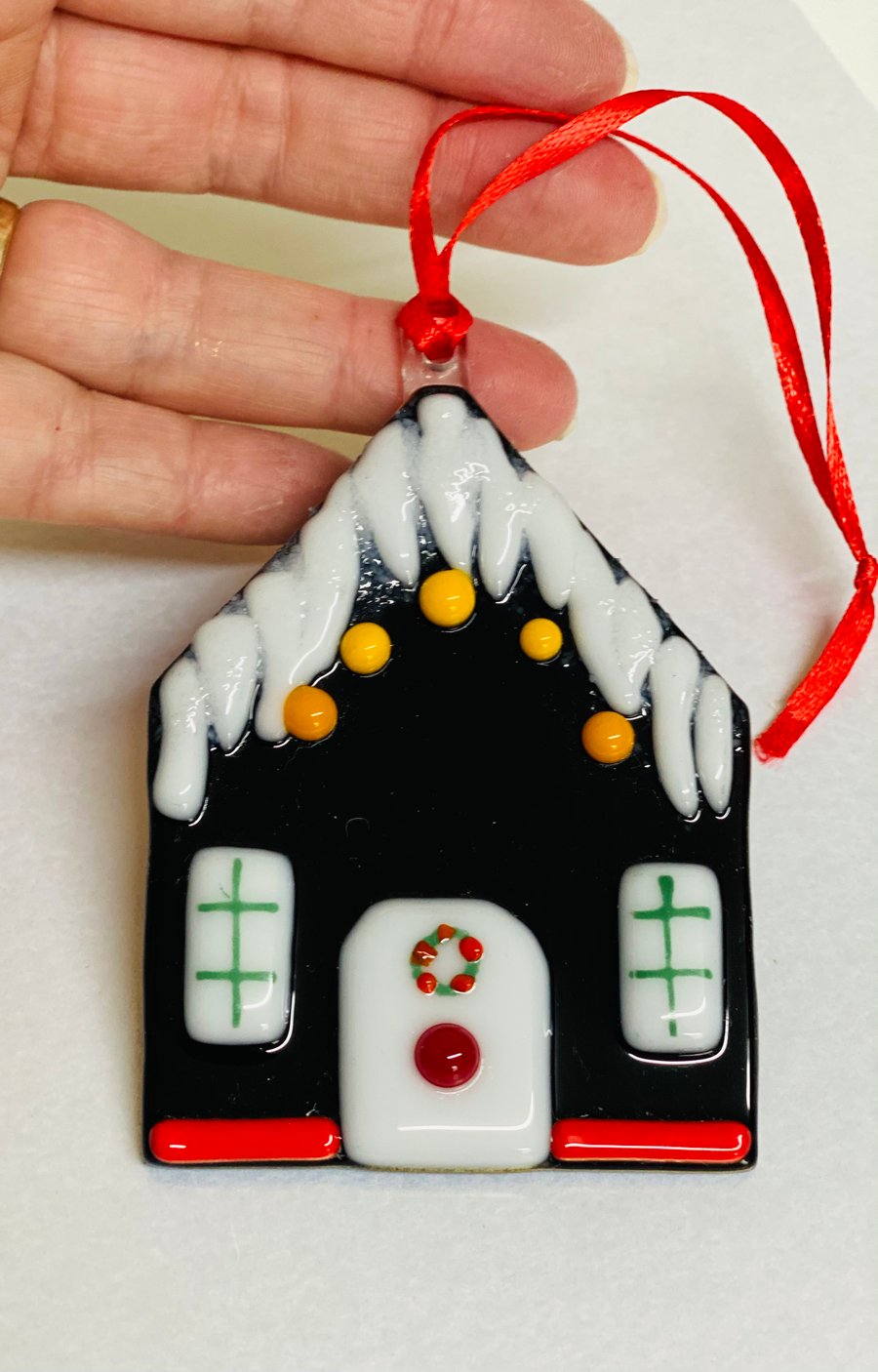 Fused glass ginger bread house