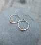 Sterling Silver and Gold Hammered Circle Earrings - JBJ1017