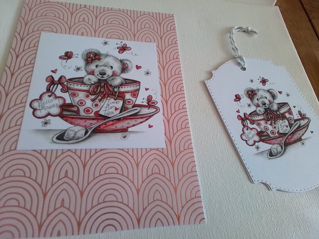 Card and gift tag. Birthday card. Tea lover. Ref 444