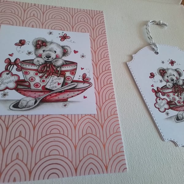 Card and gift tag. Birthday card. Tea lover. Ref 444