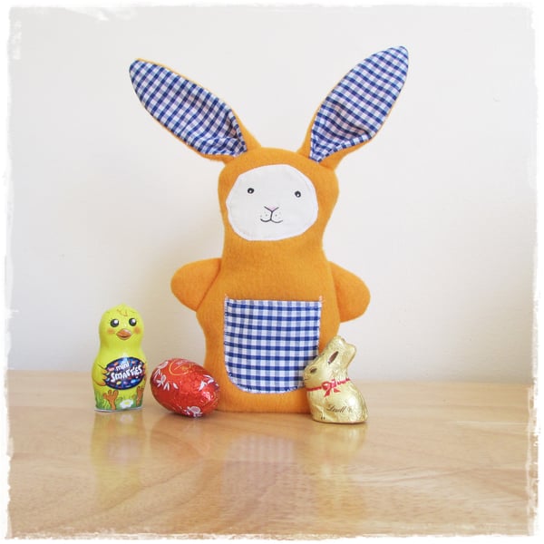 Easter Bunny Glove Puppet, Fleece Hand Puppet, Orange Bunny, fun for Children