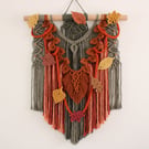 Macrame Autumn wall hanging, falling leaves wall decoration,