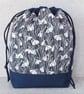 Project bag, drawstring bag, snowdrops, Liberty fabric - Image 7