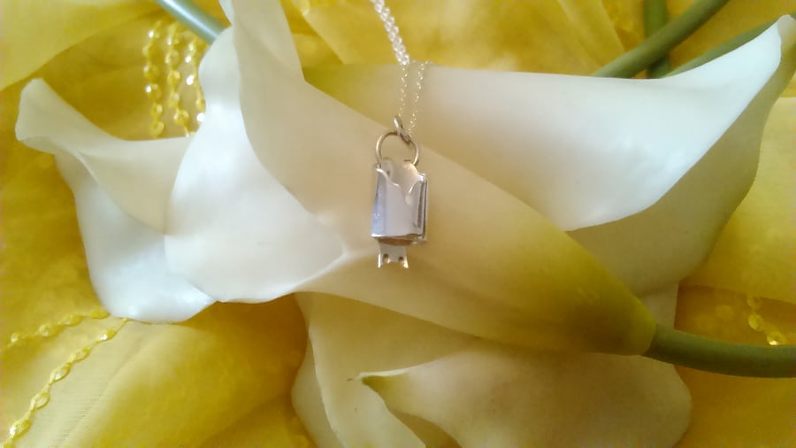 Sterling silver sleeping bat necklace