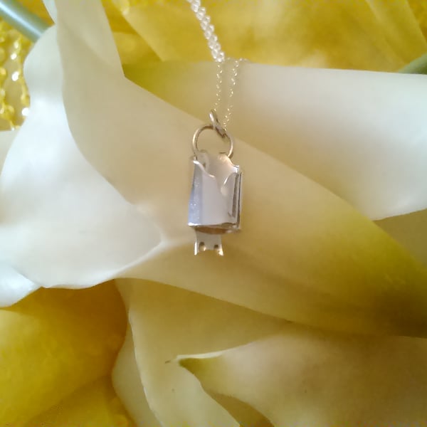 Sterling silver sleeping bat necklace