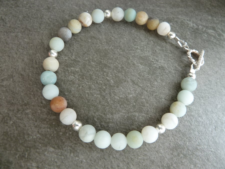sterling silver bracelet, andean opal gemstone