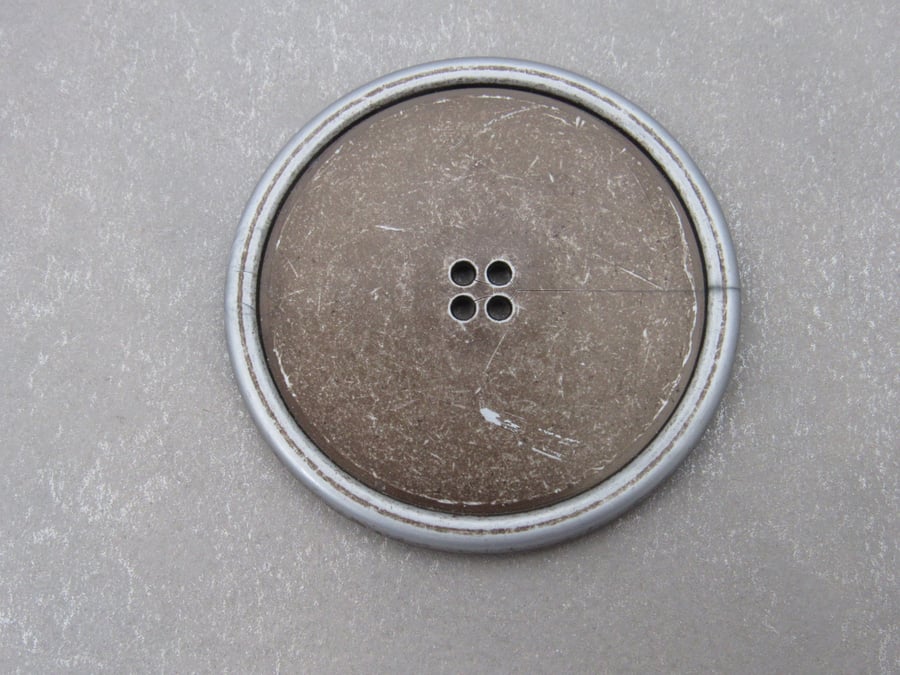 Large Faux Iron Button, Metal Effect Plastic Button, 6 cms