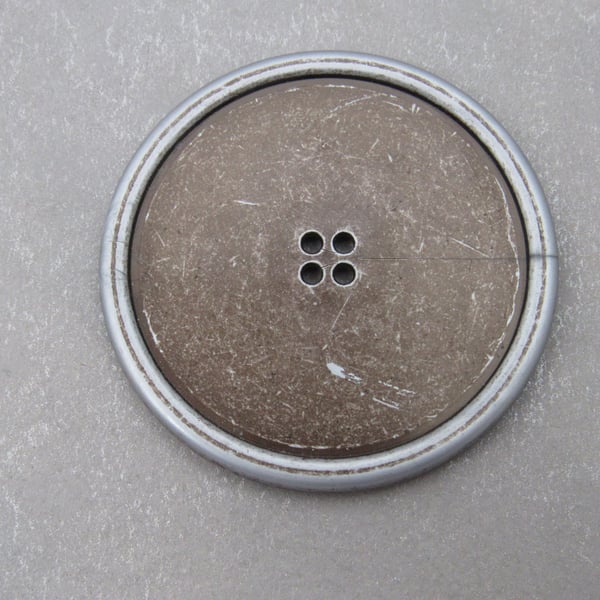 Large Faux Iron Button, Metal Effect Plastic Button, 6 cms