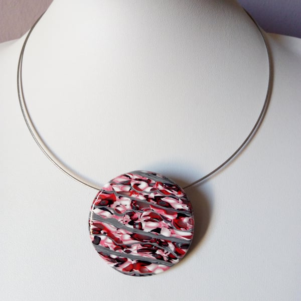 ROCKY ROAD POLYMER CLAY NECKLACE - FREE SHIPPING 