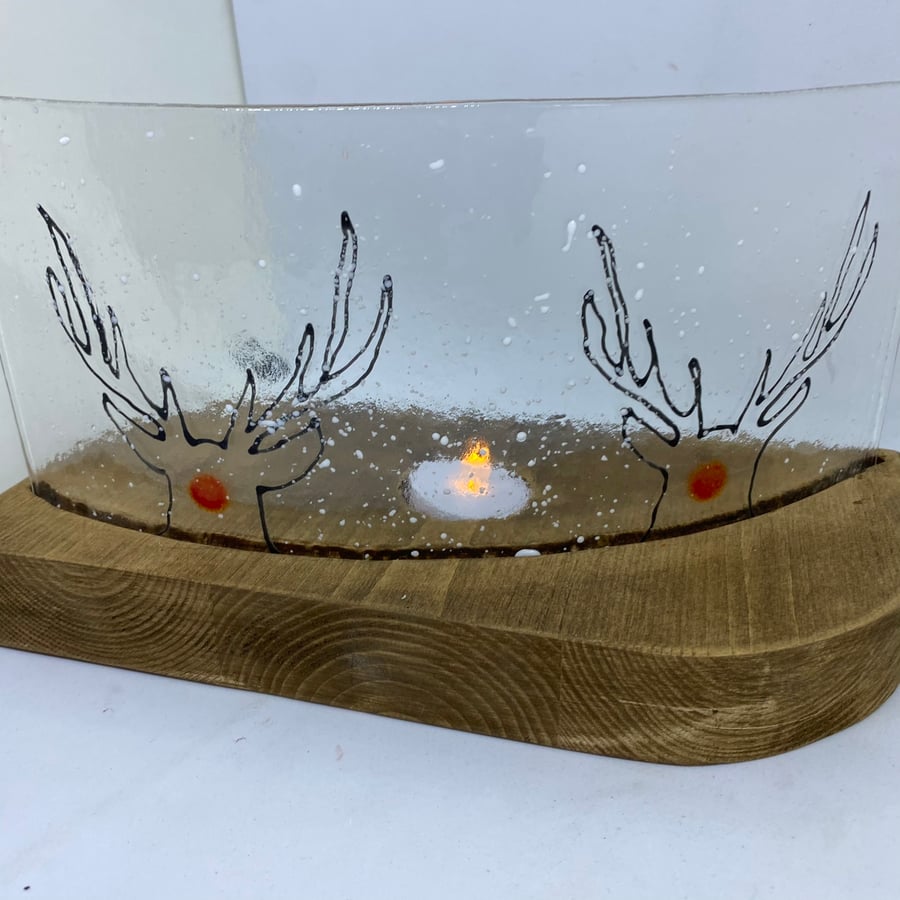 Fused glass Rudolph Christmas Curve