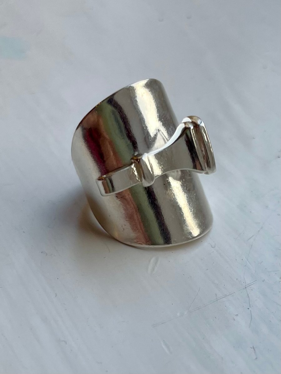 Silver spoon ring, size P. Fully hallmarked. 