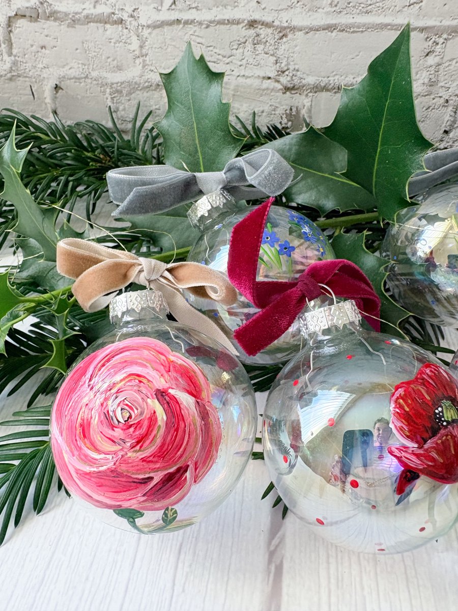 Handpainted Floral Baubles 