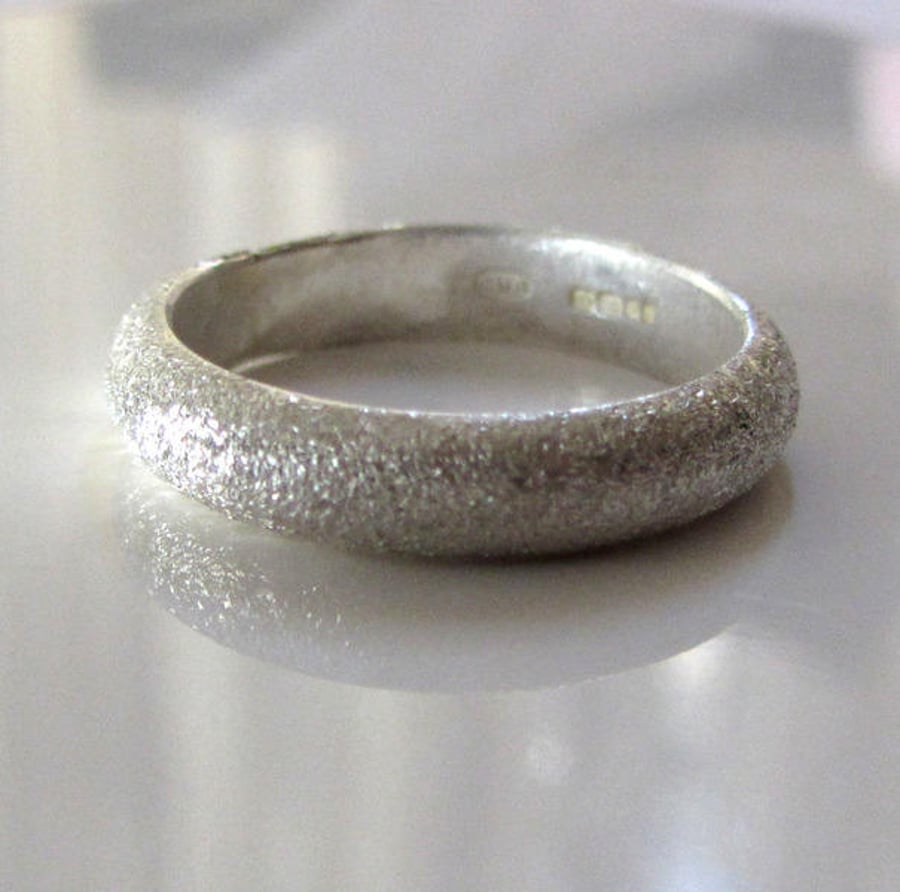 sandy texture wedding band for him or her