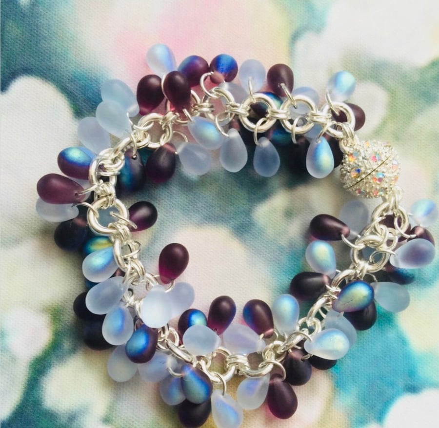 Stunning blue Czech glass beaded bracelet