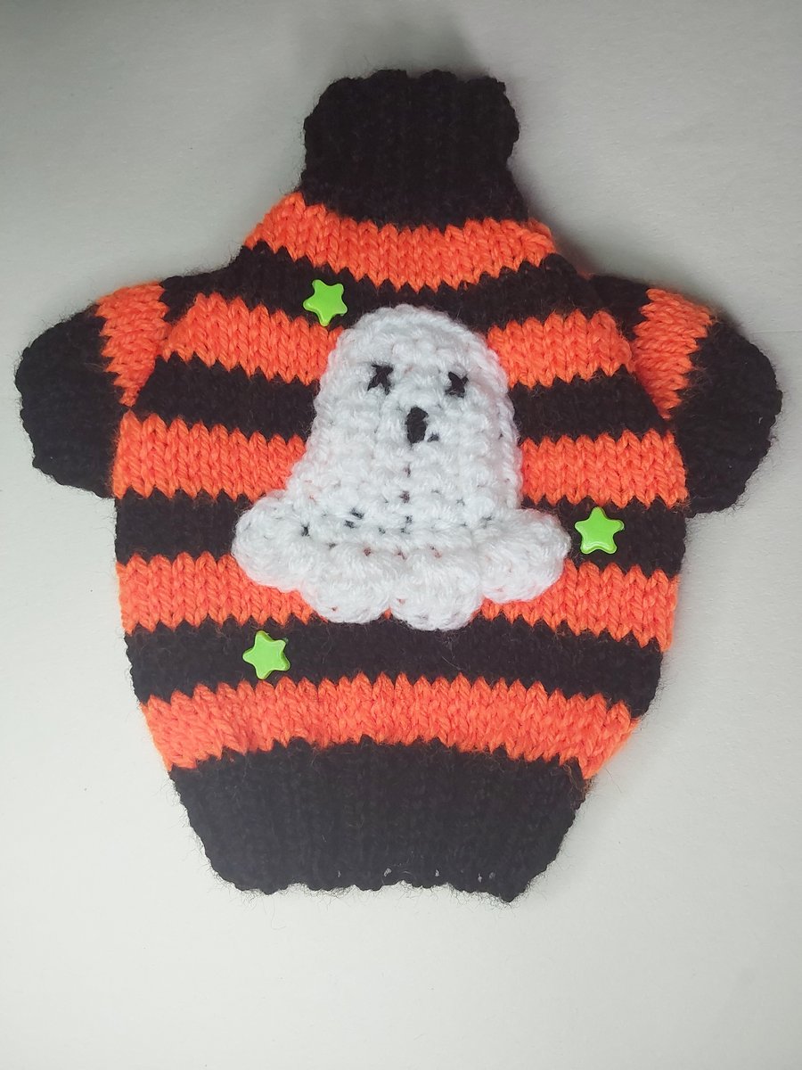 XXSmall dog puppy sweater jumper coat 8”L 10”G hand knit (raglan sleeved)