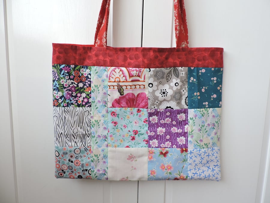 SALE now 5.00  Patchwork Tote Bag Assorted Colours