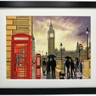 London, Big Ben, Parliament Iconic Landmark Framed Art Print 14" x 11" Frame 