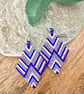 Handmade Beadwork Earrings in Blue & Copper with a Chevron Design - Image 3