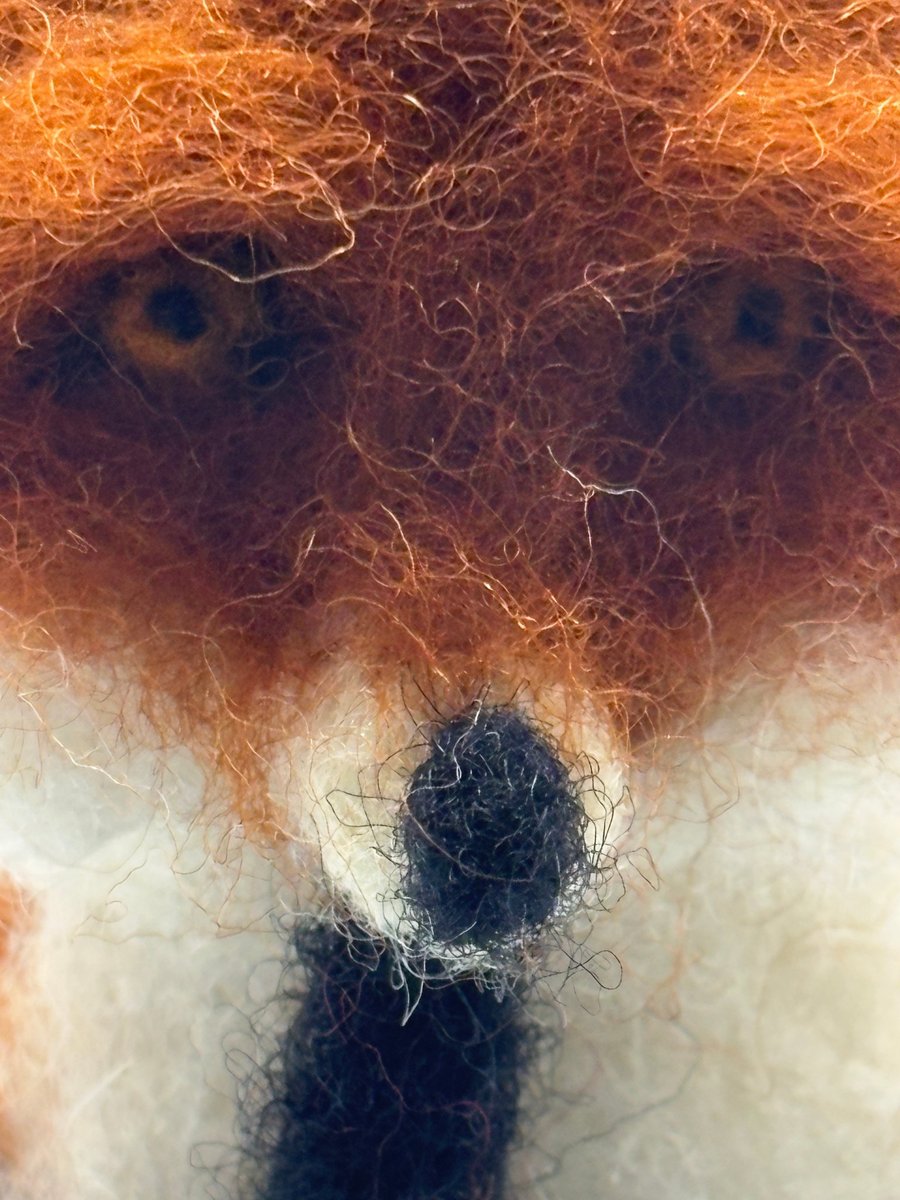 Needle Felt Fox Ornament, Handmade, Realistic Wool Eyes, No Plastic 14cm