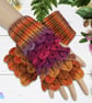 Crochet gloves. Autumn shades dragon scale gloves. Fingerless gloves.