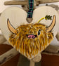 Highland Cow with Straw in her Hair, Hanging Decoration, Bag Tag, Gift Tag - Image 3