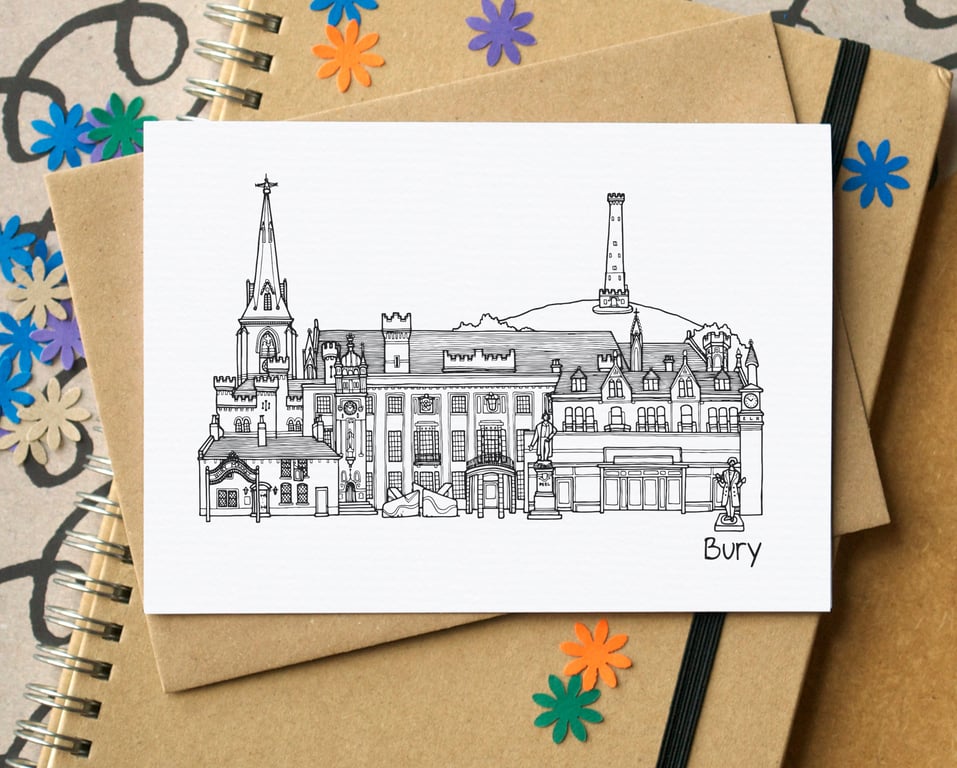 Bury Skyline Greetings Card