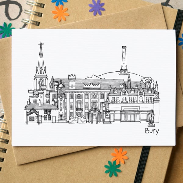 Bury Skyline Greetings Card