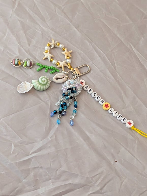 'Beach Life' Bag Charm, keyring, seaside