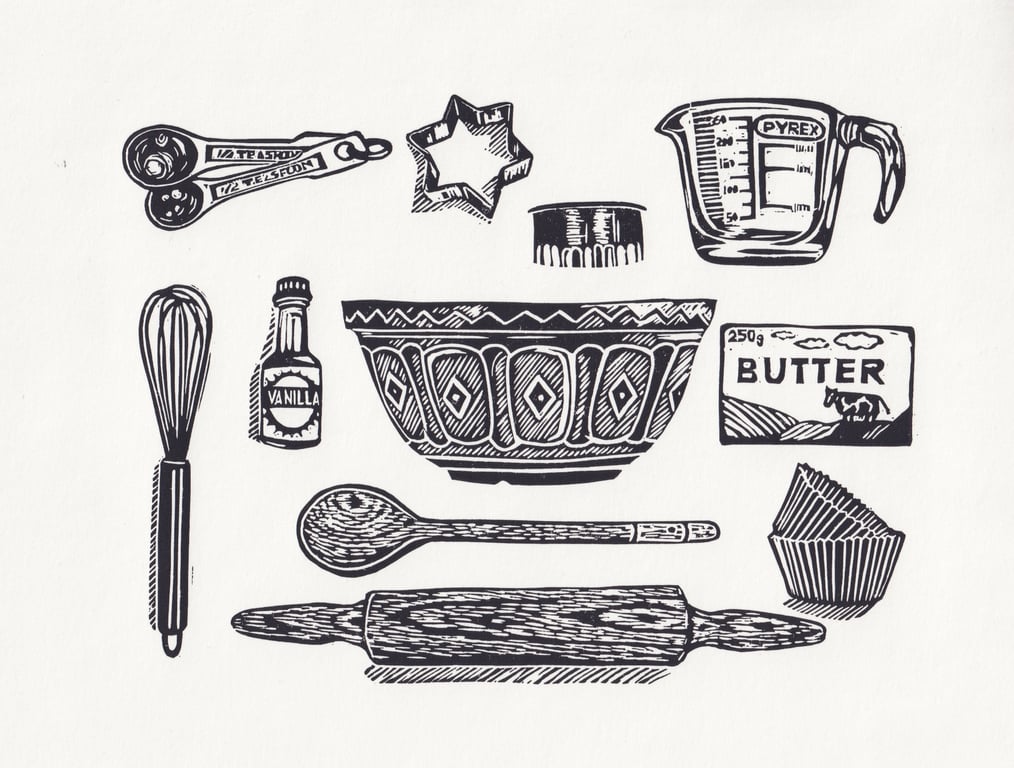 Baking Kit Lino Print - B&W