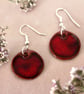 Handmade Red Ceramic Earrings, Glazed Bristol Clay, Silver Hooks - Image 1