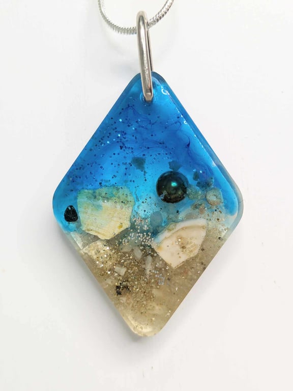Beach Resin Pendant With Shell Pieces