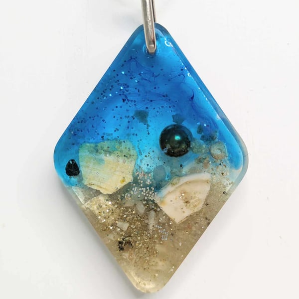 Beach Resin Pendant With Shell Pieces