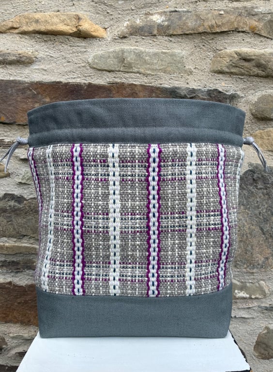 Cariad Bag - Berry range. Damson, Dusky Lilac & Prussian Blue.Handwoven in Wales