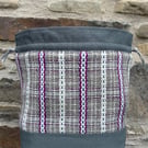 Cariad Bag - Berry range. Damson, Dusky Lilac & Prussian Blue.Handwoven in Wales