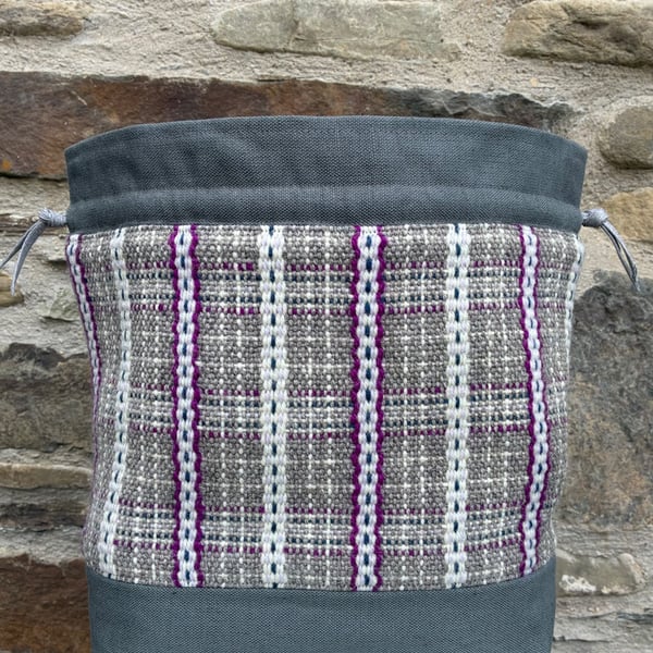 Cariad Bag - Berry range. Damson, Dusky Lilac & Prussian Blue.Handwoven in Wales