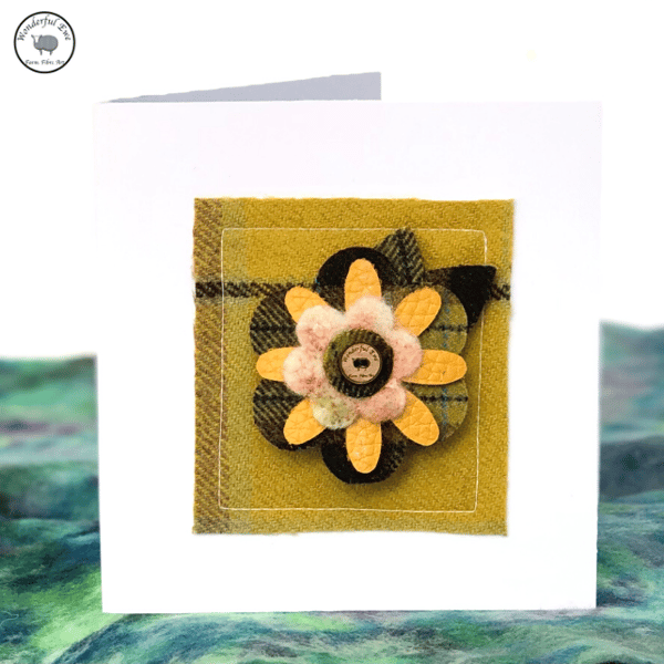 Felt leather tweed bag charm brooch greeting card letterbox gift flower 