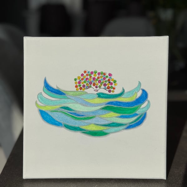 Lady Cold Water Swimmer, Watercolour 