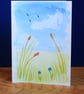 Summer field scene - Watercolour painting, greeting card, blank - Image 2