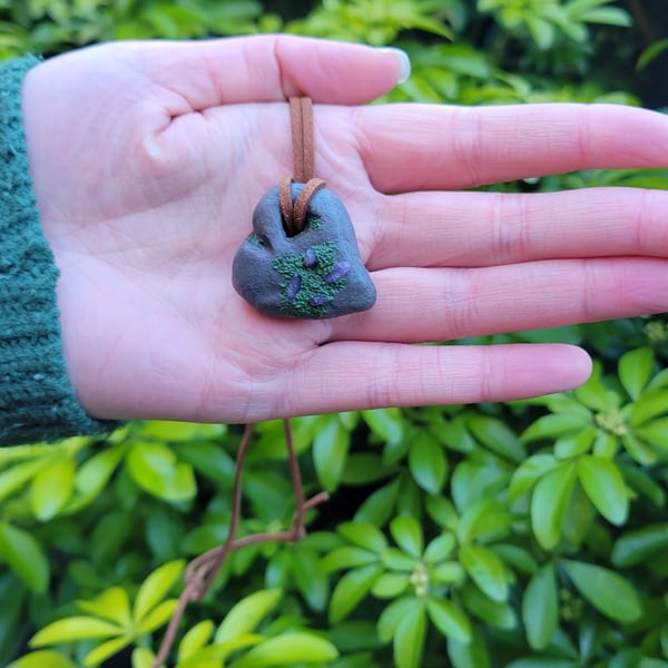 Polymer Clay Pendant, Realistic Stone Necklace, Amethyst Gemstone Jewellery