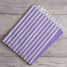 25 Purple & White Stripe Paper Bags, 9" x 7", 23 x 17 cm perfect for craft shows