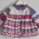 Handmade knitted baby girl cardigan, vintage style, retro