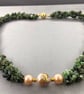 Emerald & Nucleated Freshwater Pearl Twisted Rope Effect Necklace  - Image 4