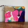 Bright velvet and reclaimed denim zip pouch